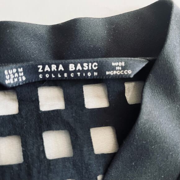 Zara Black Window Pane Bomber Semi Sheer Jacket size M - Picture 3 of 9